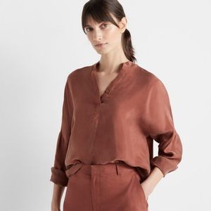 NWT Club Monaco Shirred Popover top in red/brown color Sz S!